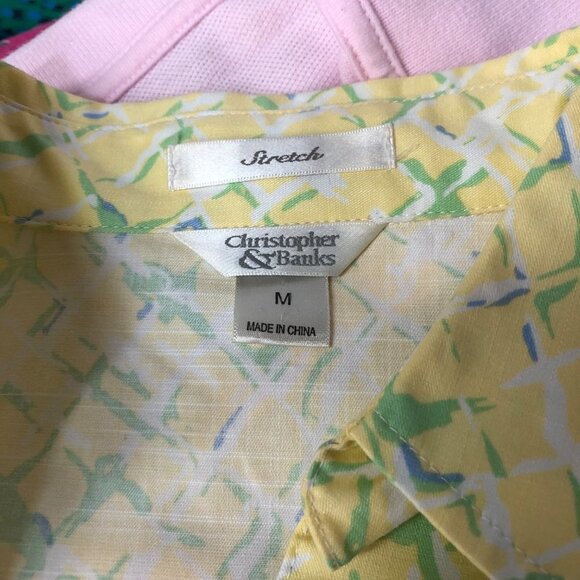 CHRISTOPHER & BANKS LONG SLEEVE BUTTON STRETCH BLOUSE MD - Picture 4 of 4